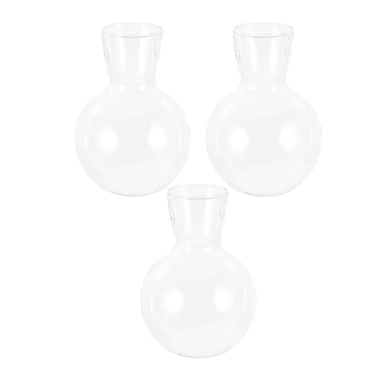 VALICLUD 3Pcs High Borosilicate Glass Flower Vases with Holes and Wooden Stand, Hydroponic Plant Propagation Jars for Indoor Terrarium and Floral Arrangement