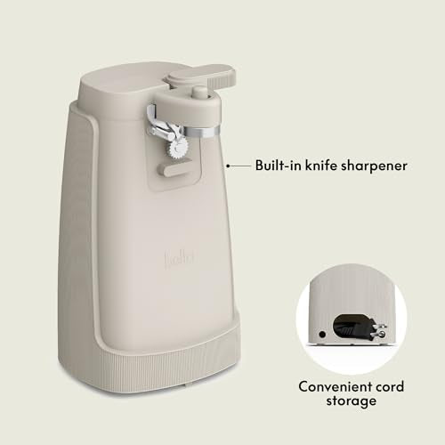 bella Electric Can Opener and Knife Sharpener, Multifunctional Jar and Bottle Opener with Removable Cutting Lever and Cord Storage, Stainless Steel Blade, Surf