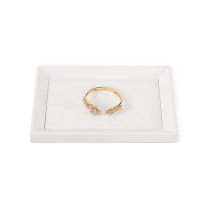 Yinbeini Jewelry Trays, Leather Tray, Luxury White Jewelry Organizer Tray For Necklace,Earring,Ring,Flat Jewelry Organizer For Dresser