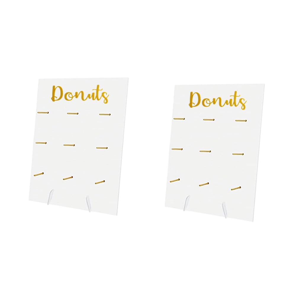 DODXIAOBEUL 2 Pcs Wood Donut Wall Display Stand Reusable Rustic Doughnut Board Holder Donut Party Supplies for Wedding Birthday Festival Table Decor,White1