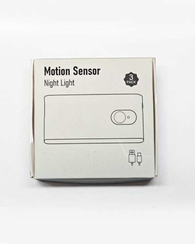 WILLED Motion Sensor Night Light, Rechargeable Stair Lights Indoor, Warm White Motion Sensor Light Indoor, Battery Operated Night Light for Hallway, Stairway, Bathroom, Bedroom, Kitchen, 3 Pack