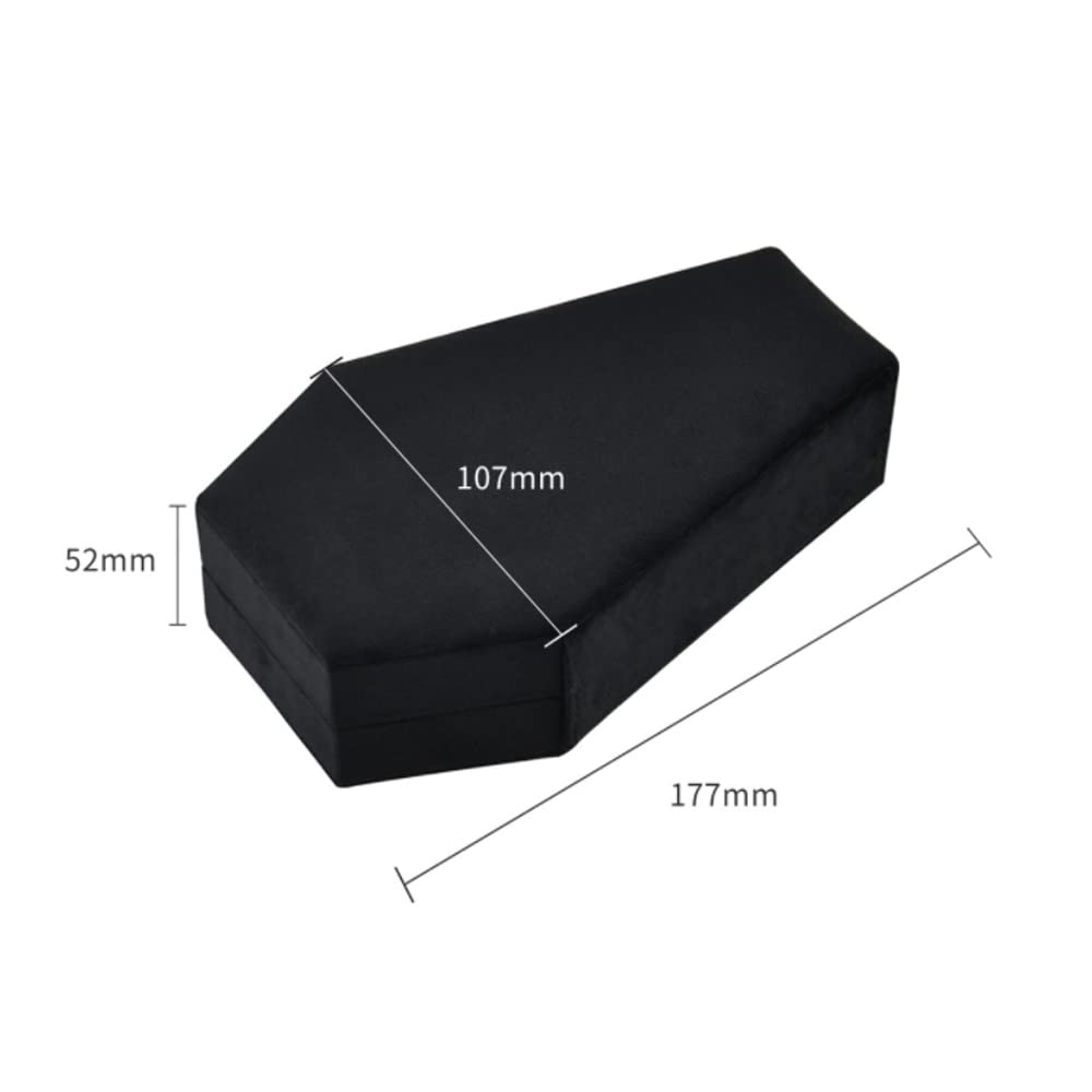 Giftop Velvet Coffin Jewelry Travel Case Holder for Gothic Wedding Ceremony Jewelry Organizer Decoration (Black and Red)