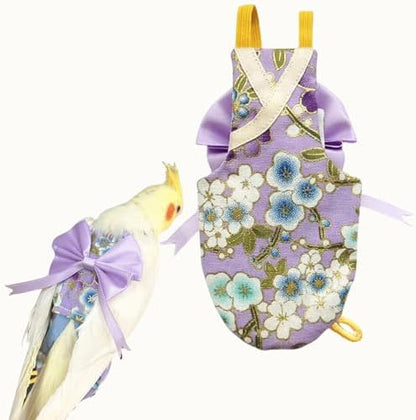 Bird Flight Suits Diapers, Parrot Flight Suits Diapers for Quaker Parakeets Cockatiels Conures Macaw African Grey, Bird Diaper, Parrot Clothes (Purple A,M)