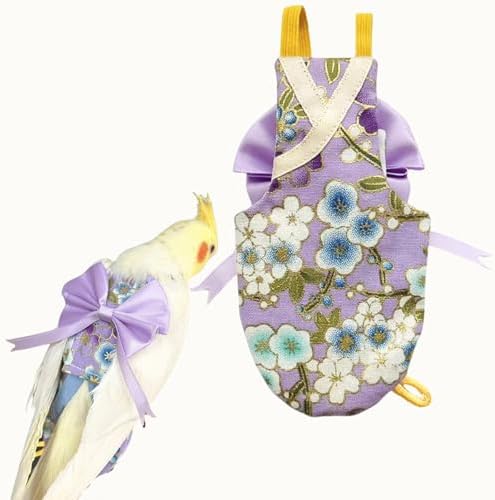 Bird Flight Suits Diapers, Parrot Flight Suits Diapers for Quaker Parakeets Cockatiels Conures Macaw African Grey, Bird Diaper, Parrot Clothes (Purple A,2XL)