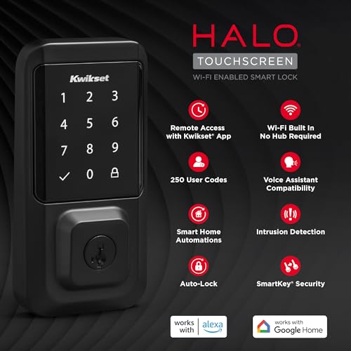 Kwikset Halo Wi-Fi Smart Lock, Keyless Entry Front Door Touchscreen Deadbolt, App Control, Grade AAA Certified, Easy Install No Hub, Venetian Bronze Finish, Digital Remote Lock