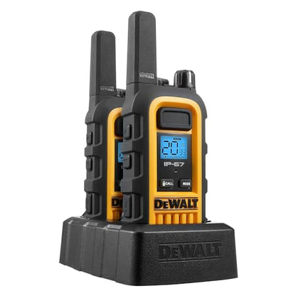 DEWALT DXFRS800 FRS Walkie Talkies Long Range 2 Way Radio, 2 Watt, Waterproof & Rechargeable, 2 Pack