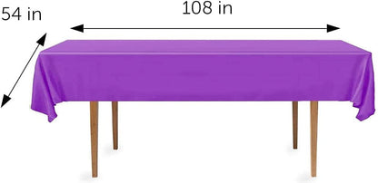 DecorRack 6 Rectangular Tablecloths BPA-Free Plastic, 54 x 108 inch, Dining Table Cloth, Rectangle Table Cover for Parties, Picnic, Camping and Outdoor, Disposable or Reusable, Purple (6 Pack)