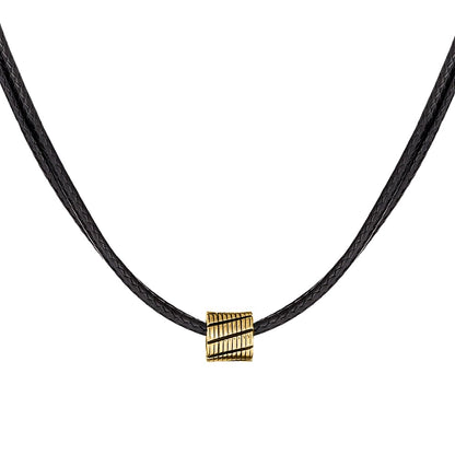Galis Choker Necklace for Men - Black Leather Cord with Small Stainless Steel Bead Pendant, Stylish Mens Jewelry, Choker Surfer Necklaces, Valentines Gifts for Him - 17"