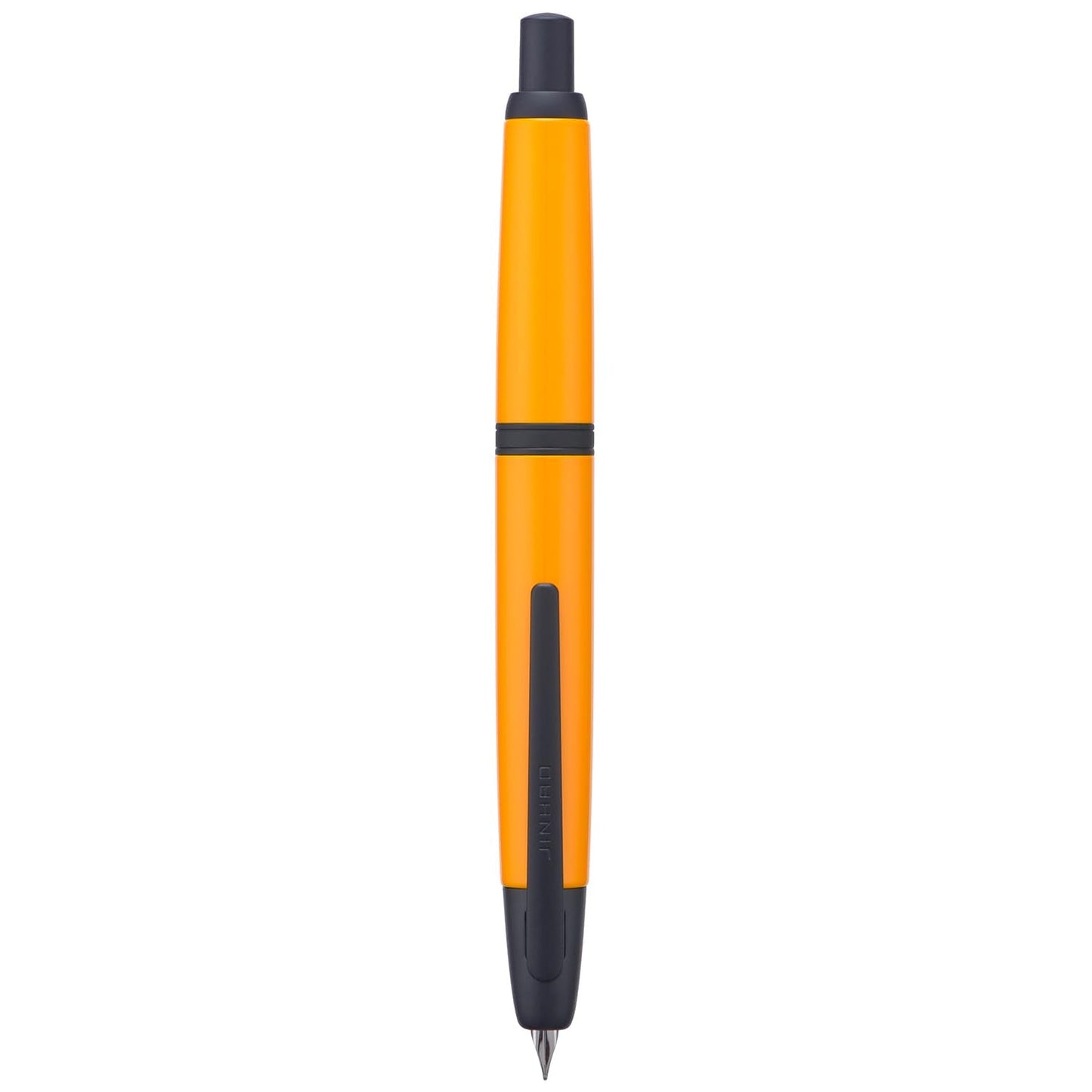 Jinhao 10 Press Fountain Pen with Box, Orange Retractable Extra Fine Nib with Ink Converter Set (Black Clip)