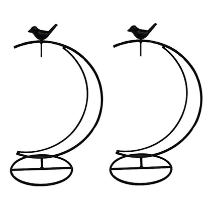 YY YEARCHY Ornament Stand Display Metal Stand Air Plant Stand Flower Pot Holder Iron Pothook Stand for Hanging Glass Globe Ball (Moon&Bird 3 Pcs)