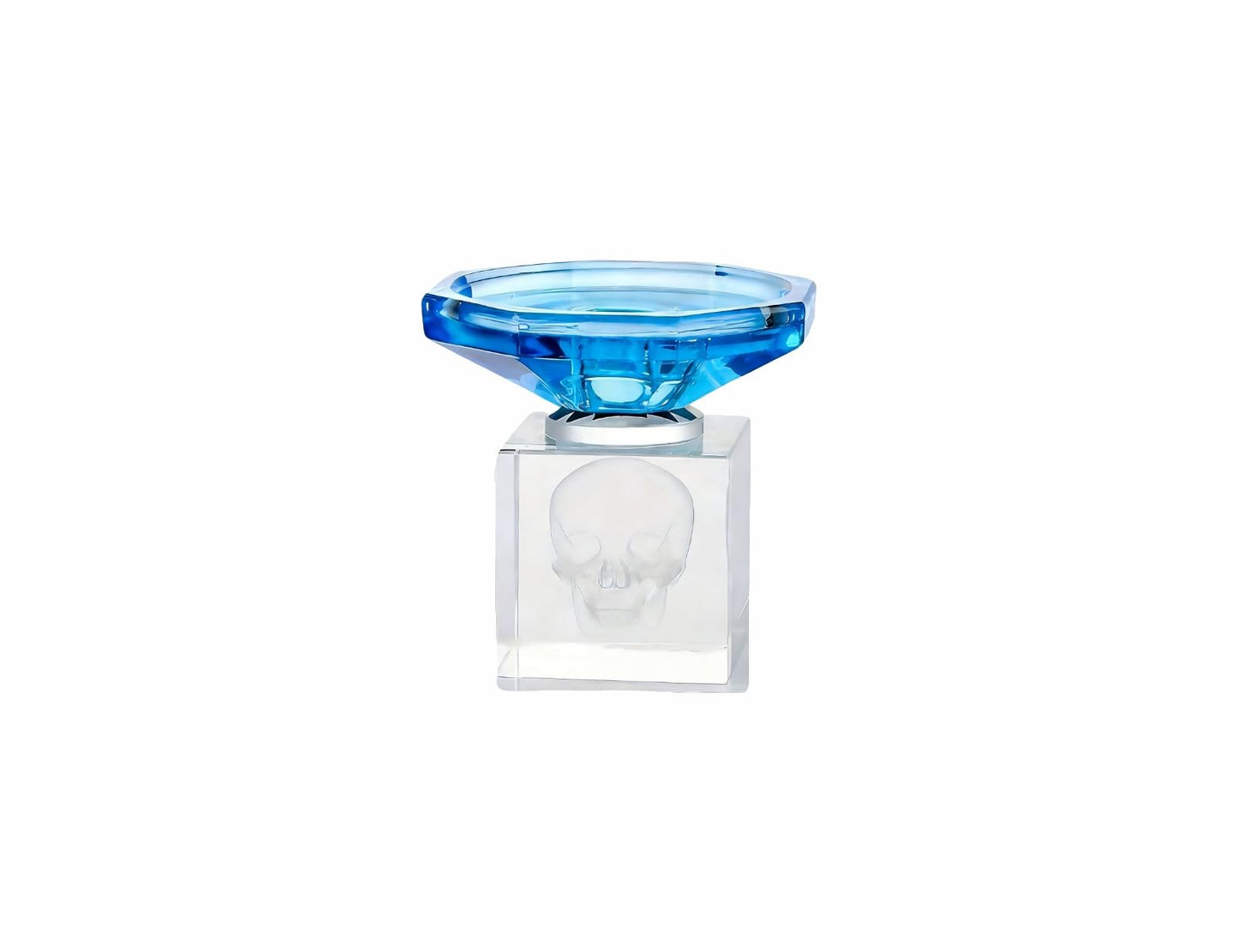 WF Crystal Tea Light Holder, Skull Scented Candle Holder, Easter Decorations Statue for Table Centerpiece Wedding Birthday Party Festival (NO Candles)