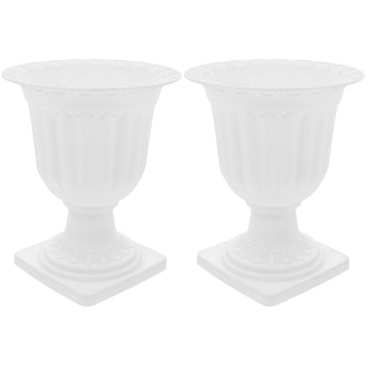GANAZONO Roman Style Plastic Flower Pots 2-Pack 11.02X5.51X6.69In Compact Succulent Planters for Indoor Outdoor Garden Porch Decoration