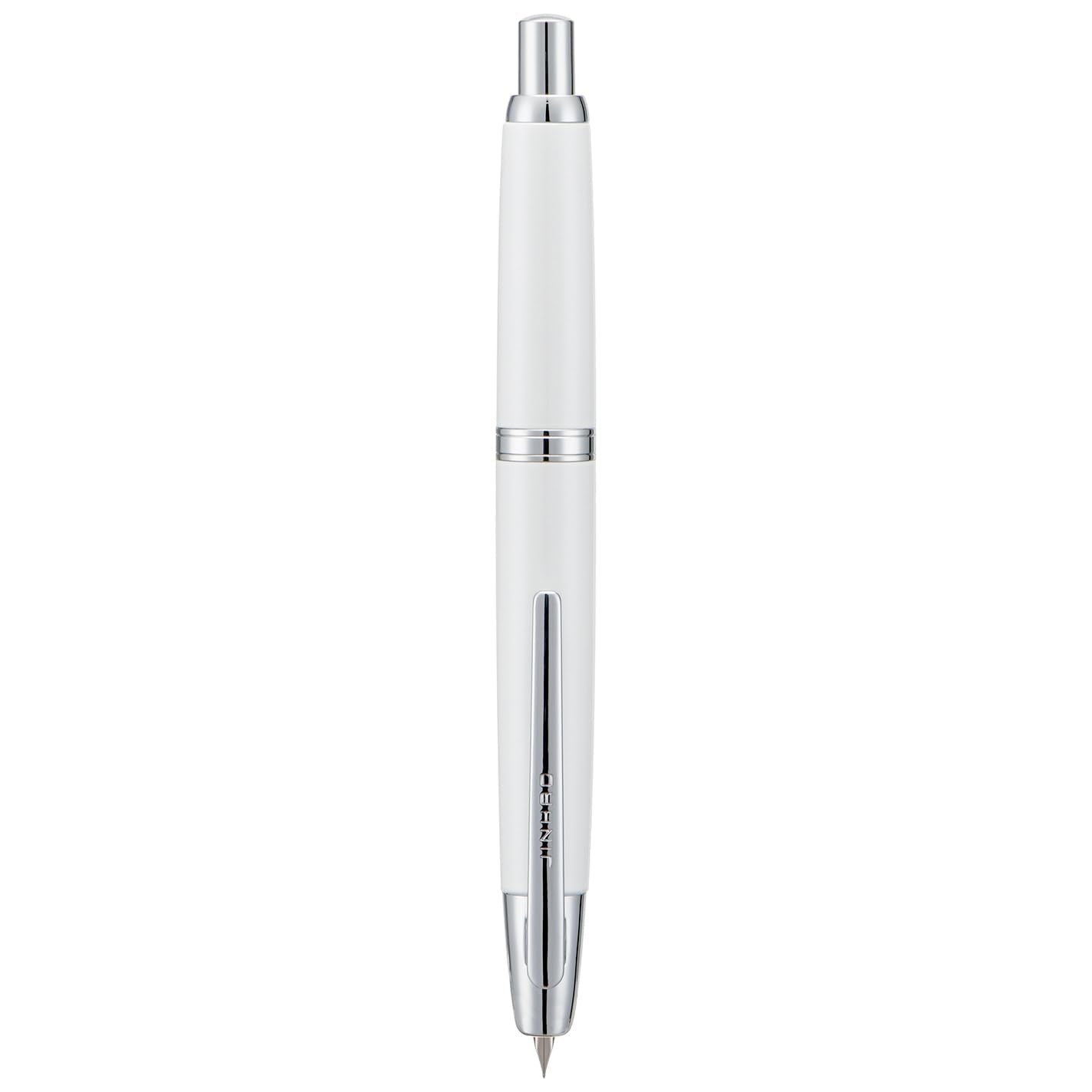 Jinhao 10 Press Fountain Pen with Box, Pearl White Retractable Extra Fine Nib with Ink Converter Set (Silver Clip)