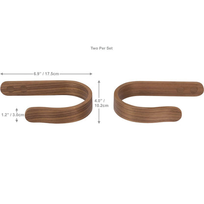2 x Waveply Wood Curtain Holdbacks Plywood Drapery U Shaped Hook Tiebacks for Wall (Walnut)
