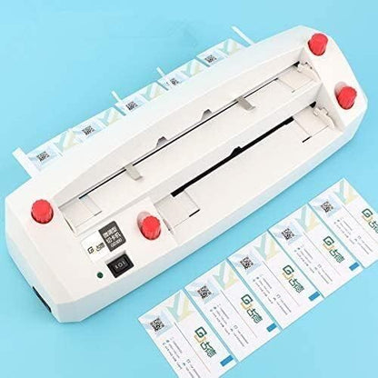 Electric Business Card Cutter Machine 110V - Automatic 3.5"x2" Cardboard Cutter, High-Speed Paper Trimmer with Auto Feed & Waste Removal