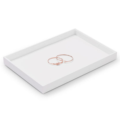 Oirlv Premium White Leather Stackable Jewelry Tray Flat Jewelry Organizer Tray for Jewelry Accessory Trade showcase