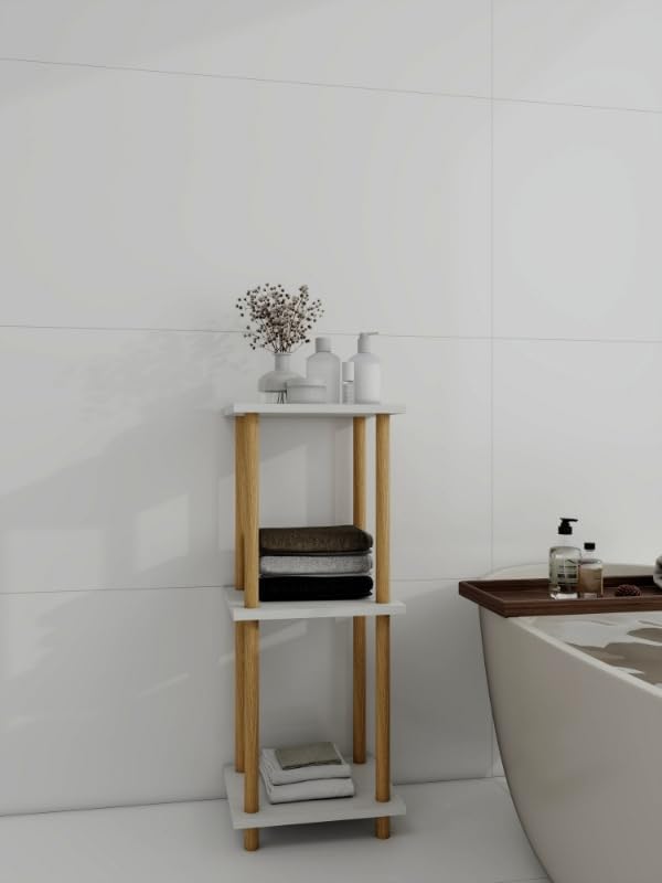Haeterna 3-Tier White Bookshelf, Wooden Bookcase with Open Shelves, for Small Spaces,Living Room Bedroom Office,No-Tool Assembly,11.8" D x 14.1" W x 31.5" H inches.