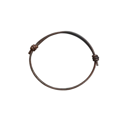 2 mm Men Genuine Leather Bracelet - Handmade Adjustable Cuff, Mens Minimalism Leather Wrap Wristband, Simple Accessories, Premium Leather, Women Gift To Boyfriend, Pulsera Hombre (Antique Brown)
