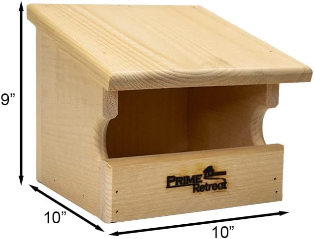 Prime Retreat Pine Open Nesting Boxes Set of 2, Wooden Outdoor Bird Nesting Shelters with Hanging Mount, Open Front Bird Nest Box for Robins Doves and Backyard Bird Habitat Support