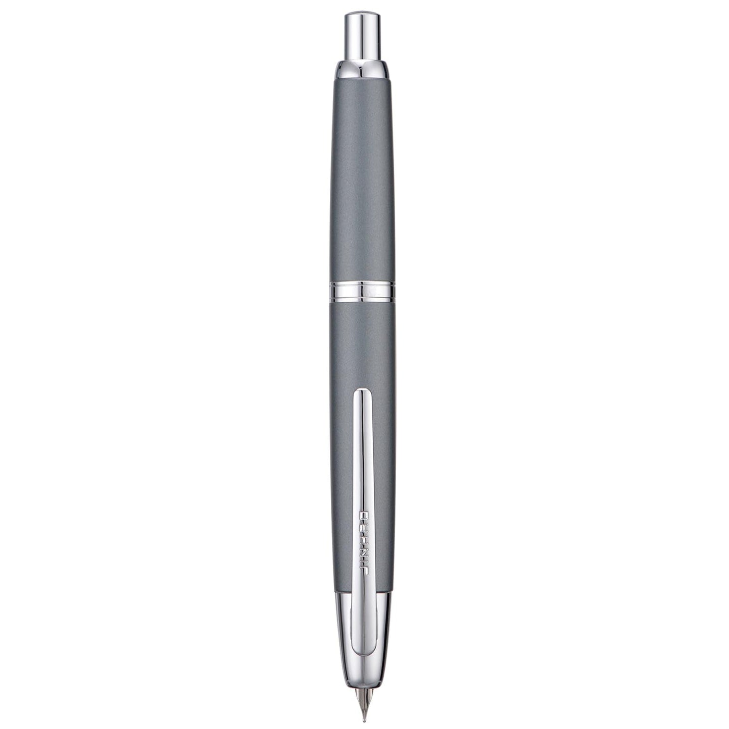 Jinhao 10 Press Fountain Pen with Box, Metal Gray Retractable Extra Fine Nib with Ink Converter Set (Silver Clip)
