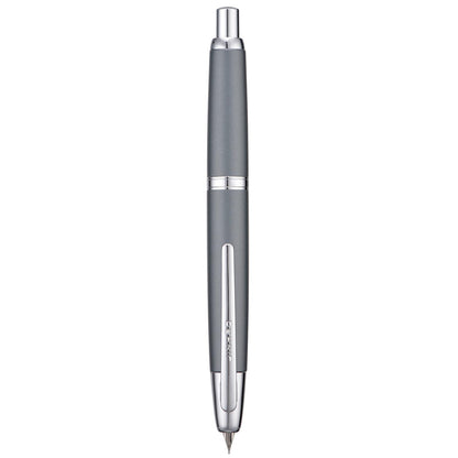 Jinhao 10 Press Fountain Pen with Box, Metal Gray Retractable Extra Fine Nib with Ink Converter Set (Silver Clip)