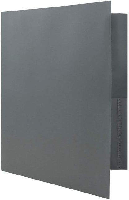 JAM PAPER Plastic 2 Pocket POP Folders - Durable School Folders - Grey - 6/Pack