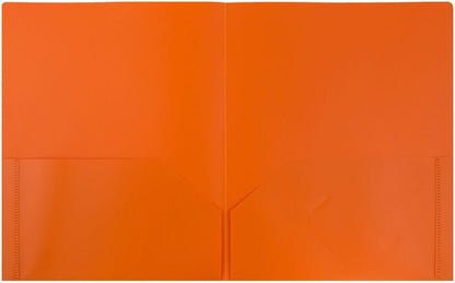 JAM PAPER Plastic 2 Pocket POP Folders - Durable School Folders - Orange - Bulk 144/Box