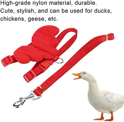 Duck Harness, Adjustable Chicken Walking Harness Breathable Pet Vest for Duck Chicken Hen Training Walking Basic Leashes [Red S]