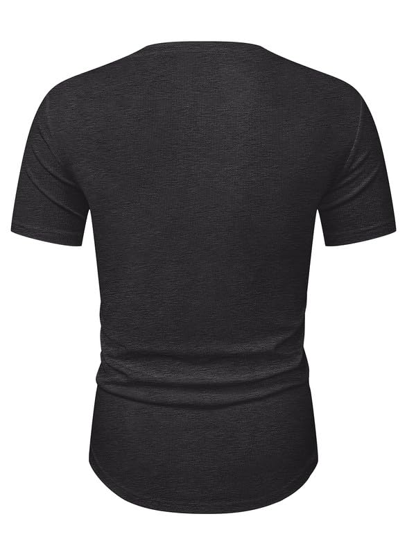 JMIERR Mens Short Sleeve Casual Shirts Muscle Slim Fitted Fashion Shirt Crewneck Longline Tees Shirts for Gym Workout Athletic, US 46(XL), Dark Grey