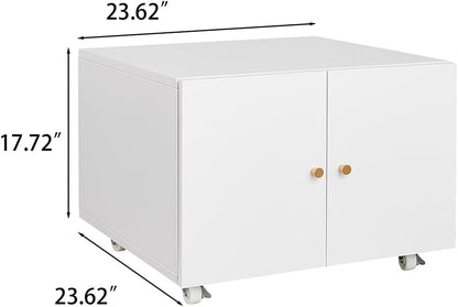 Metal Printer Stand with Storage, Large Black Printer Cabinet with Wheels and Adjustable Shelf for Home Office, Heavy Duty Printer Table