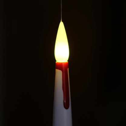 NONNO & ZGF Set of 12 Flameless Floating White Candles with 4.9FT Fishing line, Dripping Red Blood(Pigment), 6'' LED Remote(Timer) Battery Operated Candle with Hook and Glue Dots, for Halloween Decor