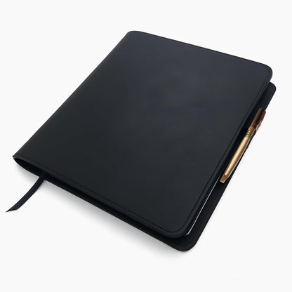 CestAntiQ Black Leather Journal Cover XXL – Refillable Notebook Cover 8.5 x 11 Inches , Handmade Executive Writing Padfolio, Compatible with Moleskine XXL Leuchtturm1917 XXL Mead Five Star