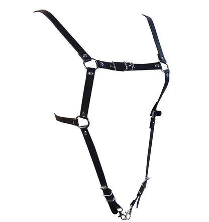 Mens Black Leather Armors Suspenders Shoulder Strap Body Chest Harness Chain Belt Adjustable Gay Punk Clubwear Costume
