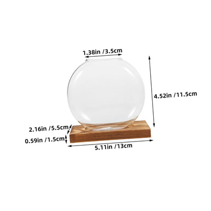 VALICLUD 2pcs Glass Planter: Transparent Glass Vase with Wooden Stand Hydroponic Plant Propagation Station - Stylish Terrarium for Home and Office Decor