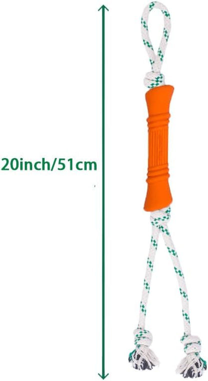 Green Sheep Tug & Enrichment Dog Toy, Interactive Rope Bone Toy with Removable Cotton Rope, Treat Dispensing Natural Rubber Dental Chew Toy for Medium and Large Dogs, Orange
