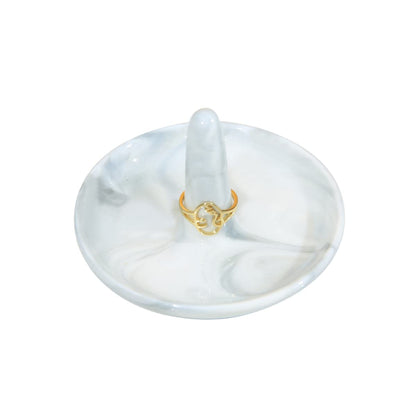 oskas Marble Ring Dish Holder,Decorative Porcelain Trinket Jewelry Dish Tray for Rings Earrings Necklaces,4 inch,Engagement Wedding Birthday Mother's Day Christmas Gift
