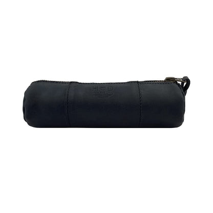 Hide & Drink, Rustic Cylinder Case for Keys, Office Supplies, Change, Personal Items, Cables & Dongles, Classic Bag, Full Grain Leather, Handmade, Charcoal Black
