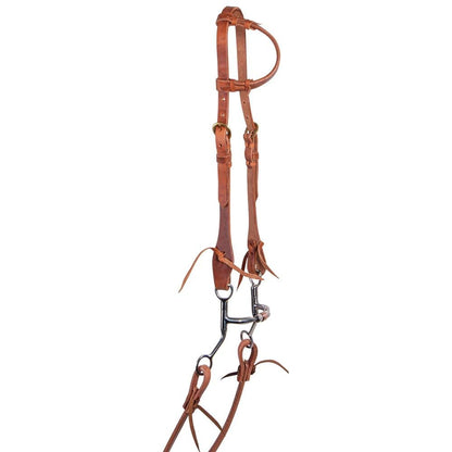 Schneiders Harness Leather One Ear Headstall | Leather | Hand Rubbed and Oiled | Double Sided Adjustment | Sliding Ear Piece | Solid Brass Hardware | Color Light Oil | Size Full Horse