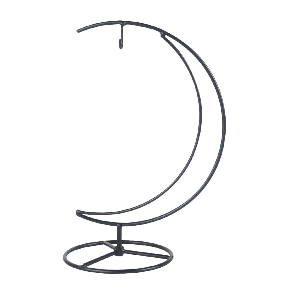 EPIGEIST Moon-shaped Iron Ornament Display Stand for Hanging Terrariums and Plant Pots Compact Desktop Decor Holder with Pendulum Style Contemporary Transparent Globe Display for Home