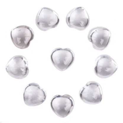 Natural Clear Quartz Gemstone Healing Crystal 0.8" Mini Puffy Heart Pocket Stone Iron Gift Box (Pack of 10)