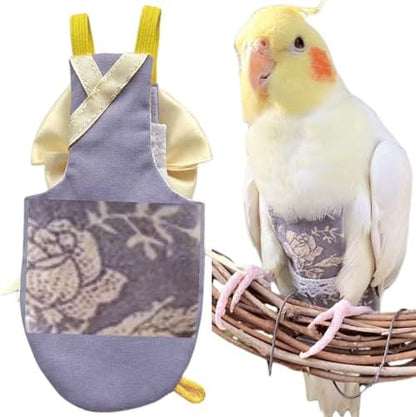 Bird Flight Suits Diapers, Parrot Flight Suits Diapers for Quaker Parakeets Cockatiels Conures Macaw African Grey, Bird Diaper, Parrot Clothes (Grey A,S)