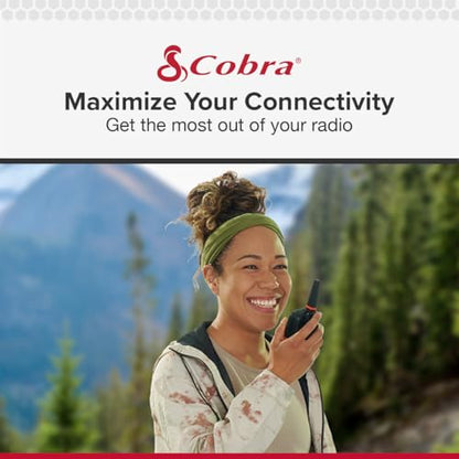Cobra RX680 Walkie Talkies (2-Pack) - Rugged & Splashproof Two Way Radios Long Range, IP54 Water Resistant Design, 60 Pre-Programmed Channels, Weather Alerts, Included Charging Dock (Black/Orange)