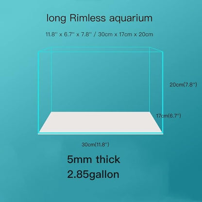 AWXZOM Small Nano Tall Rimless Tank, Glass Fish Tank, Betta Fish Tank, Aquarium (2.85 Gal, 11.8x6.7x7.8 inch)