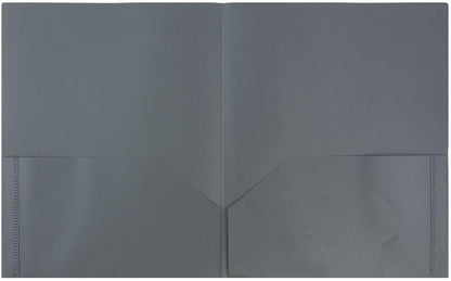 JAM PAPER Plastic 2 Pocket POP Folders - Durable School Folders - Grey - 3/Pack