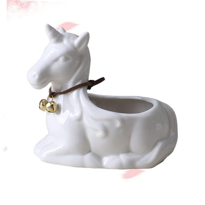 OFFSCH Ceramic Unicorn Flower Pot 5.11X4.72X3.34In Cartoon Succulent Plant Container Decorative Desktop Adornment for Home Office Garden