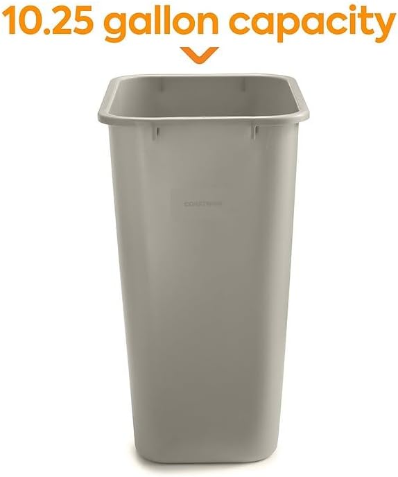 COASTWIDE Professional Plastic Trash Can, 10.25 Gallon, Beige