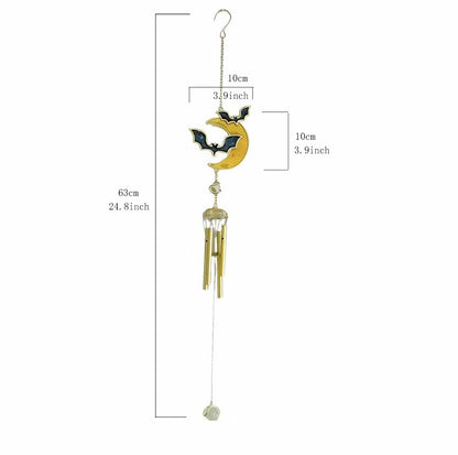 Halloween Themed Wind Chime Iron Made Chost Decoration Creative Designed Bat Decoration Halloween Holiday Festival Hanging Decor-Bat