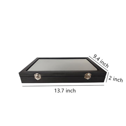 Wooden Jewelry Organizer Tray Box with Clear Lid, Travel Rectangle Organization Storage Box with Metal Clasp, Velvet Blank Jewelry Display Case for Necklaces Bracelets Rings Accessories (Black)