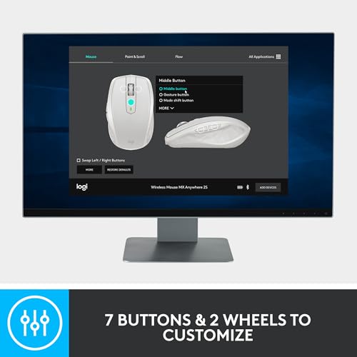 Logitech MX Anywhere 3S Compact Wireless Mouse, Fast Scrolling, 8K DPI Any-Surface Tracking, Quiet Clicks, Programmable Buttons, USB C, Bluetooth, Windows PC, Linux, Chrome, Mac - Rose