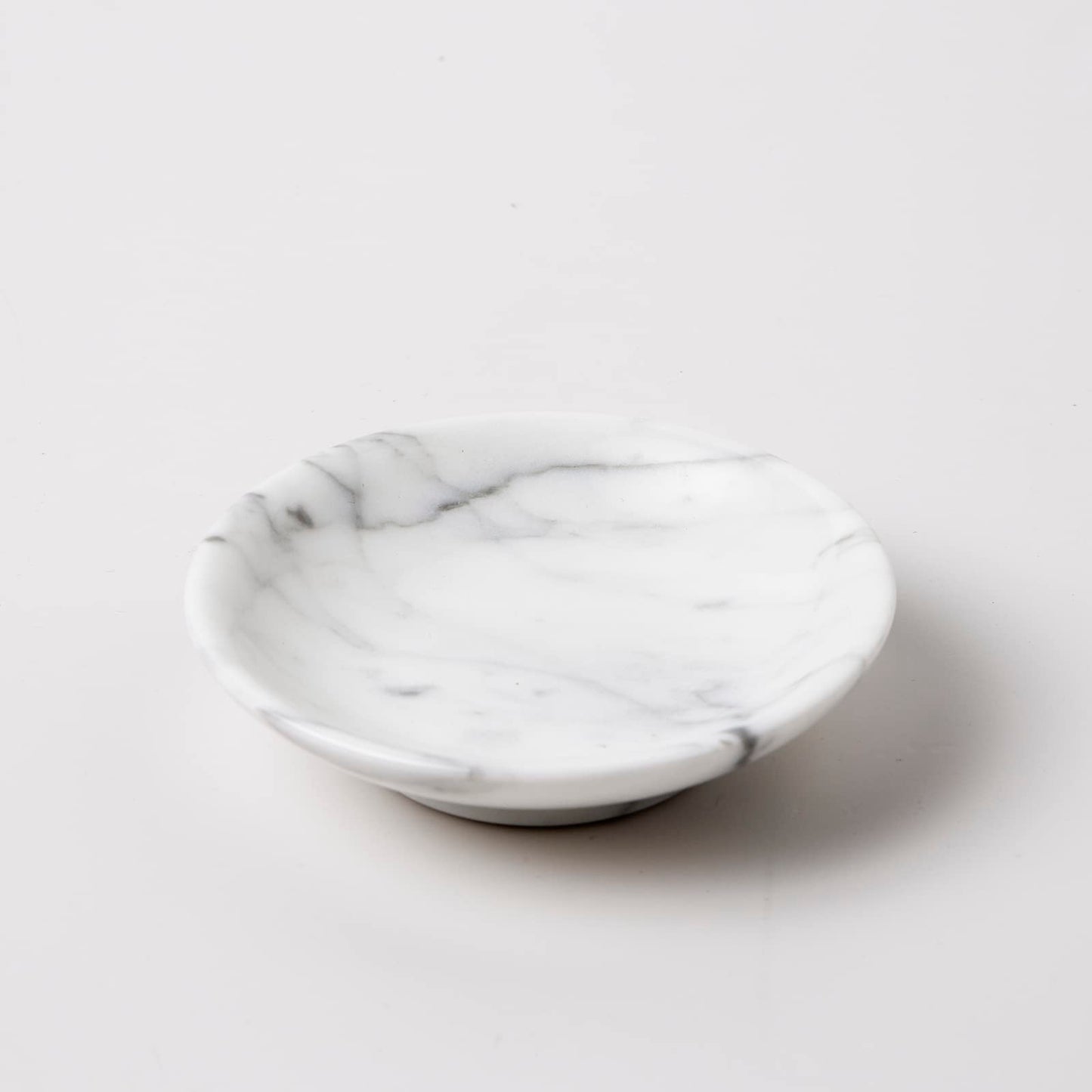 PHINILUX Italian 100% Marble Jewelry Dish,Ring Holder,Trinket Tray,Small Key Bowl,Nightstand & Table Accents Decor,4.33”,Carrara white